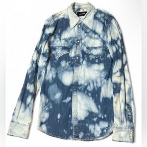 Dsquared2 Bleached Denim Button-Up Shirt | Distressed Wash | Luxury Menswear